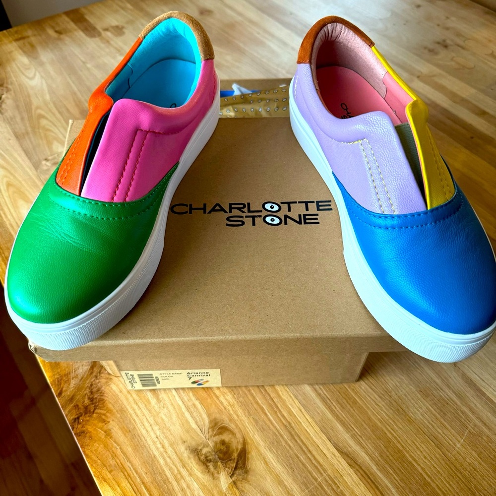 PRIDE Charlotte Stone Arianne colorful flats Carnival size 7 mismatched sneakers - Picture 3 of 16